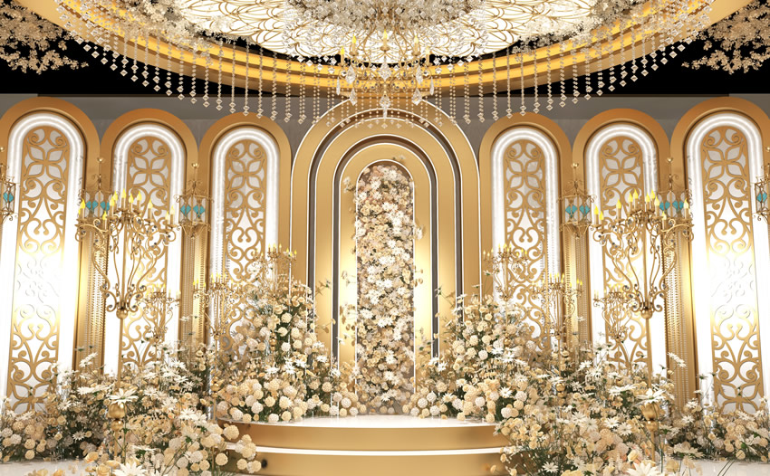 平度香槟色调婚礼堂效果展示